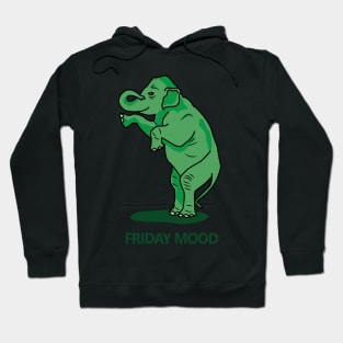 Friday mood of a green happy elephant Hoodie